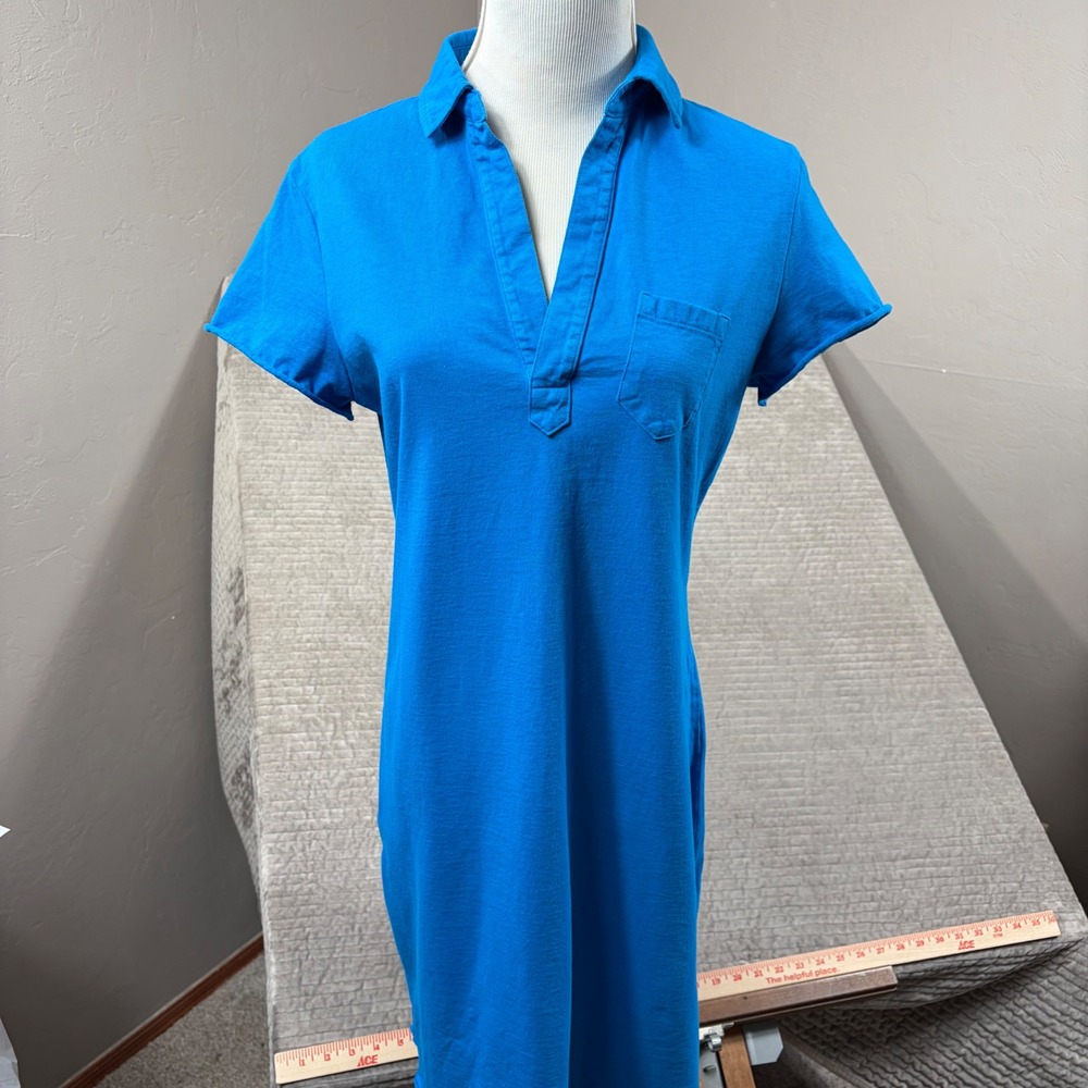 Frank & Eileen Tee Lab Blue Cotton Polo Shift Dress Short Sleeve Small LAB428HJ